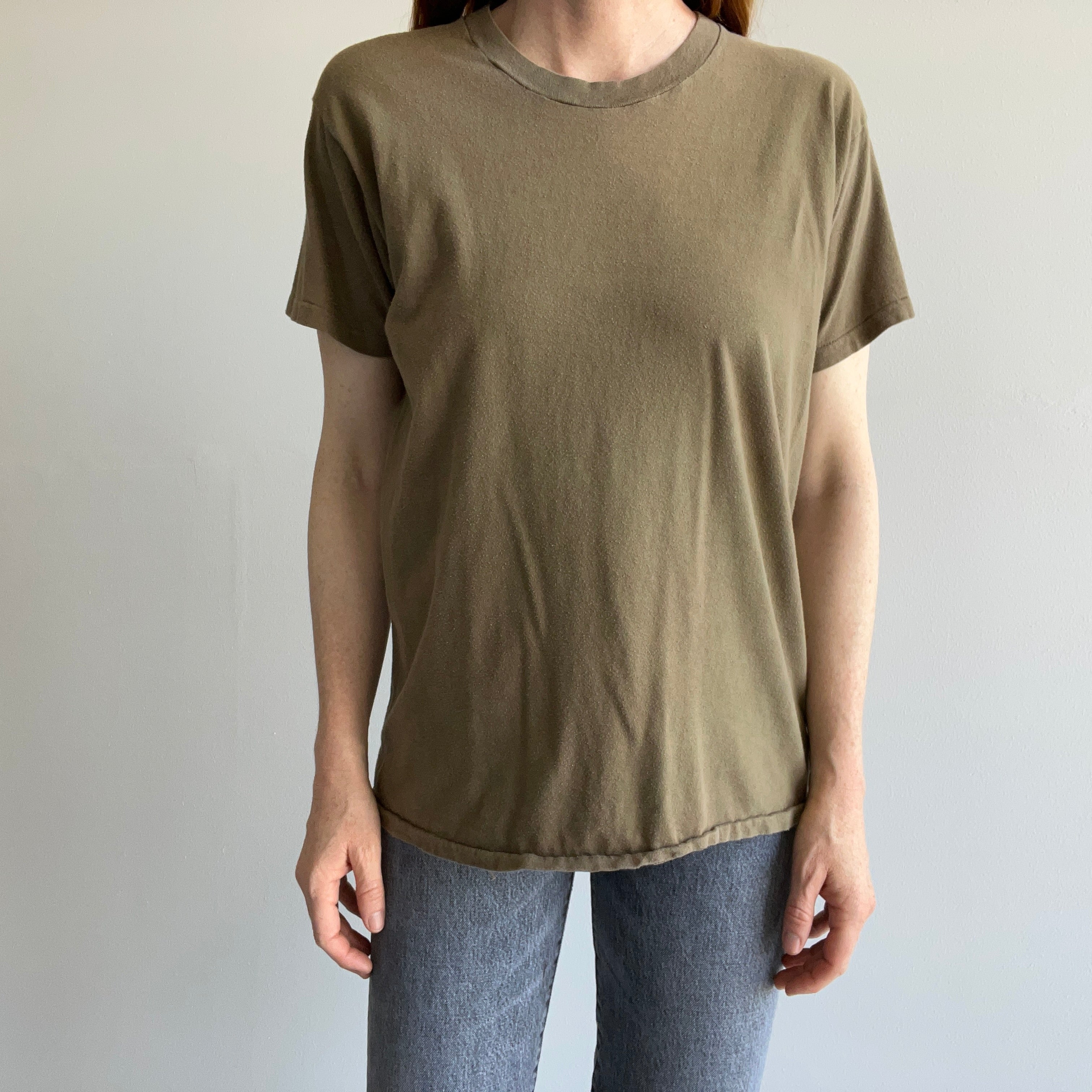 1980/90s Army Issued Brown/Green Cotton T-Shirt