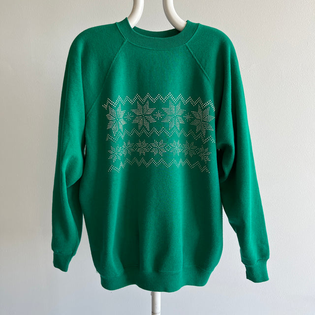 1980s Snowflake Pointillism Sweatshirt - Longer Cut