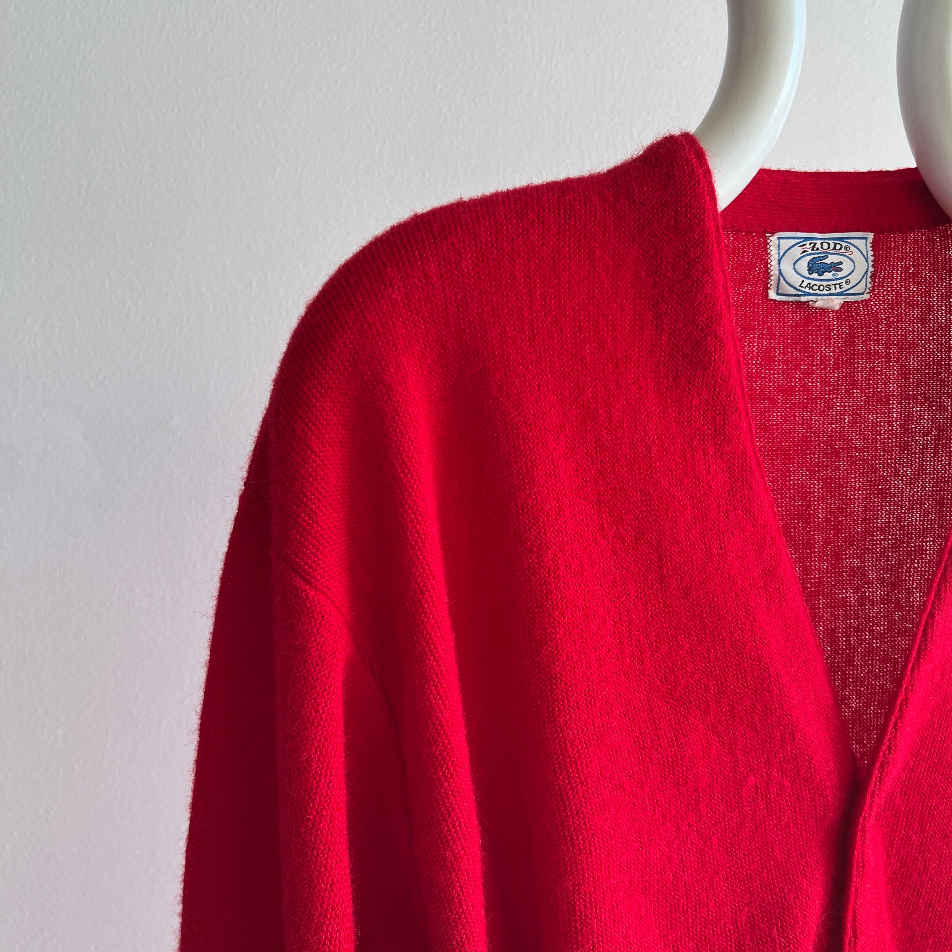 1970/80s Red Izod Lacoste Cardigan - Be Still My Heart