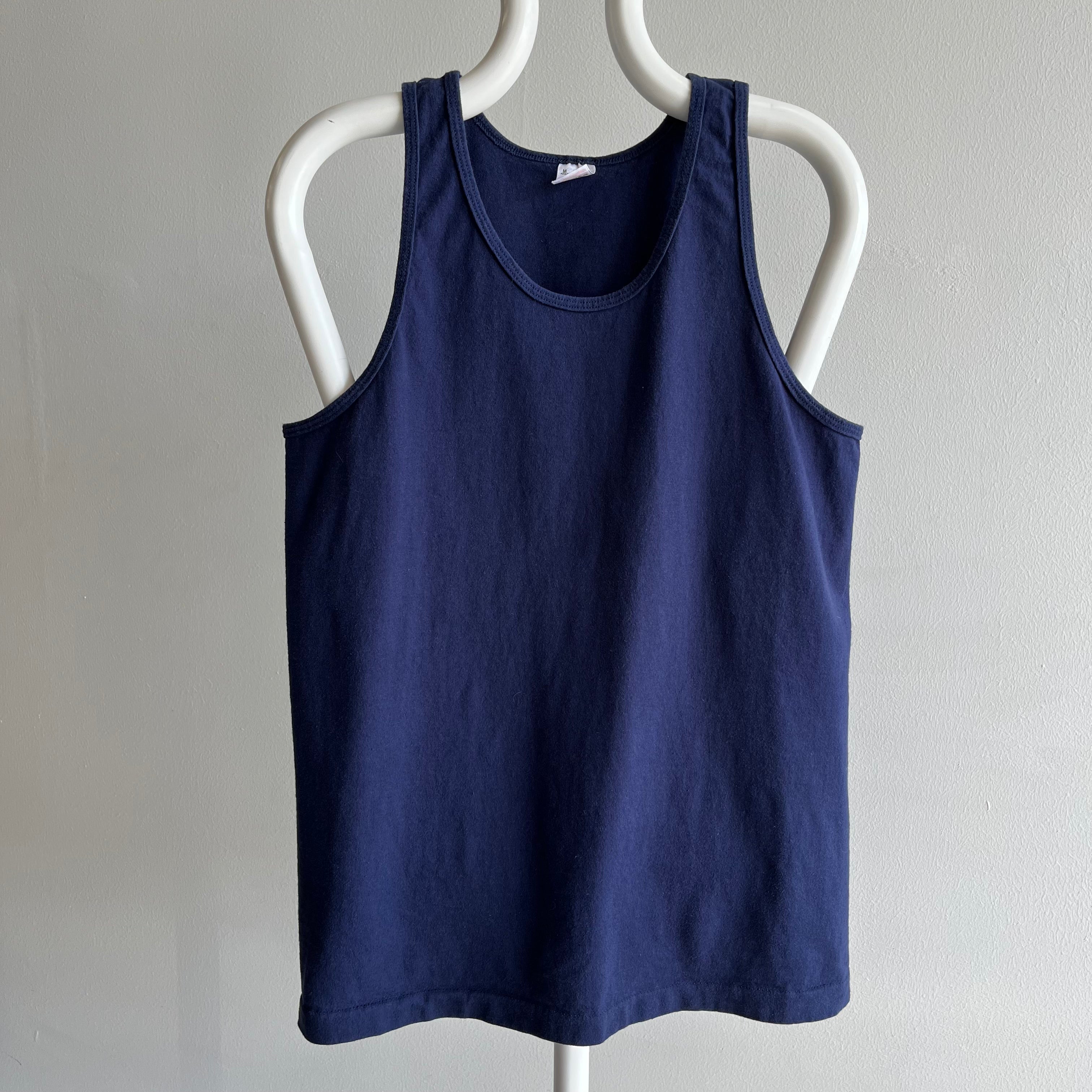 1980s Blank Navy Cotton Tank Top by FOTL