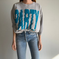 1980s Party International News Cotton Crop Top Sweatshirt