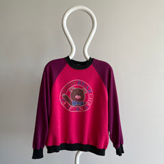 1980s Teddy Bear California Thinned Out Color Block Sweatshirt