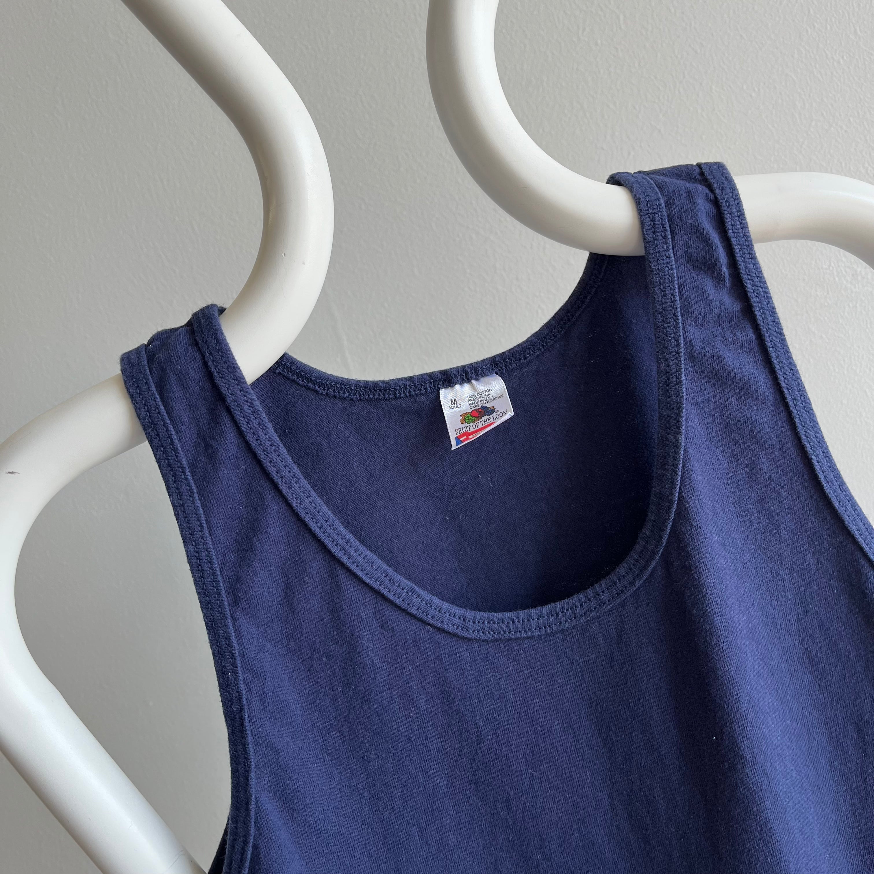 1980s Blank Navy Cotton Tank Top by FOTL