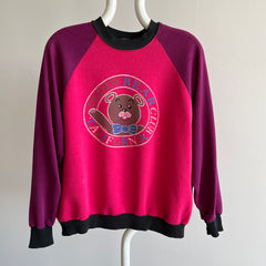 1980s Teddy Bear California Thinned Out Color Block Sweatshirt