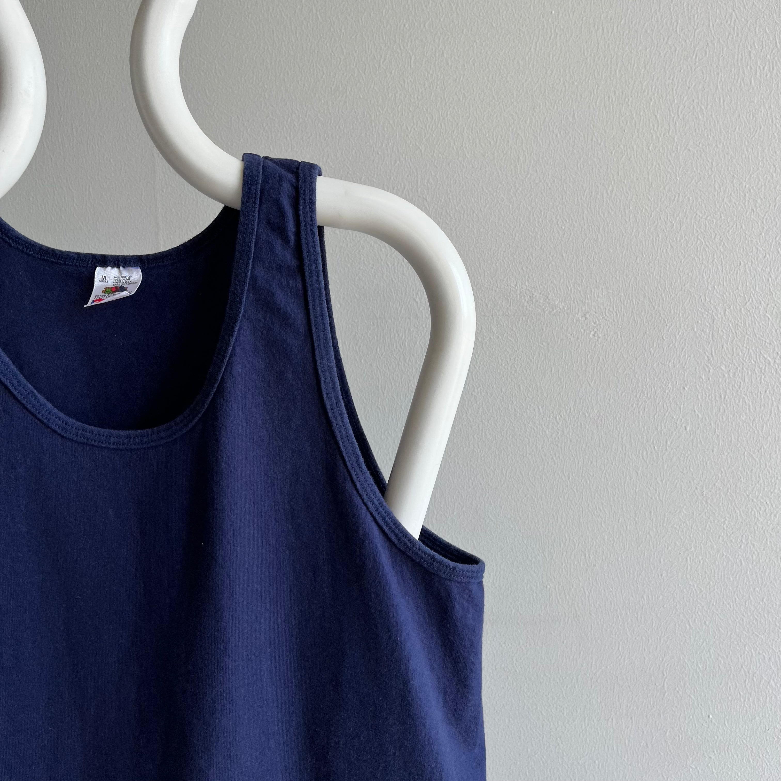 1980s Blank Navy Cotton Tank Top by FOTL