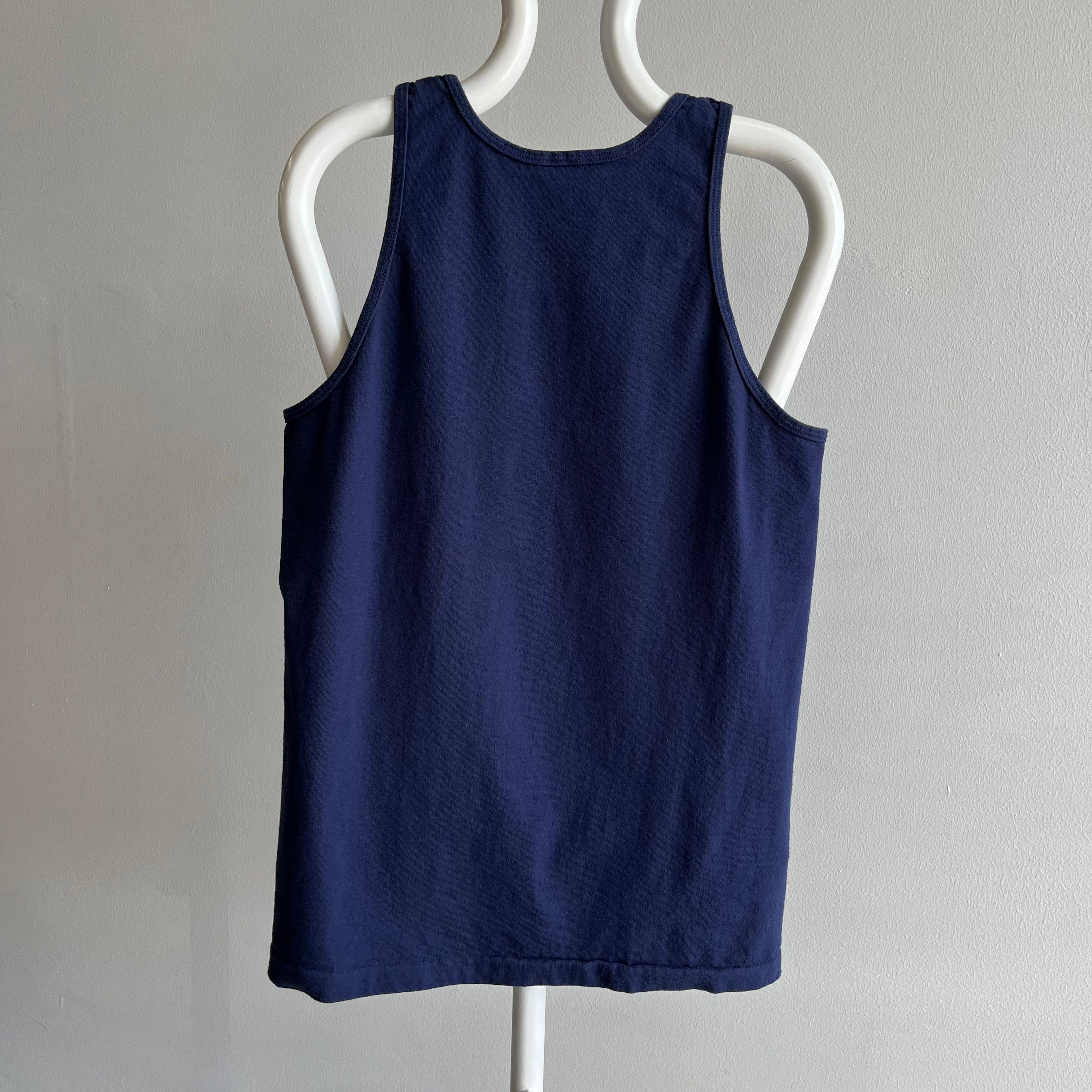 1980s Blank Navy Cotton Tank Top by FOTL