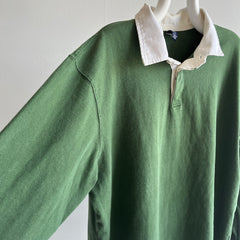 1990/2000s Hunter/Forest/Faded Green Gap Heavyweight Cotton Rugby Shirt