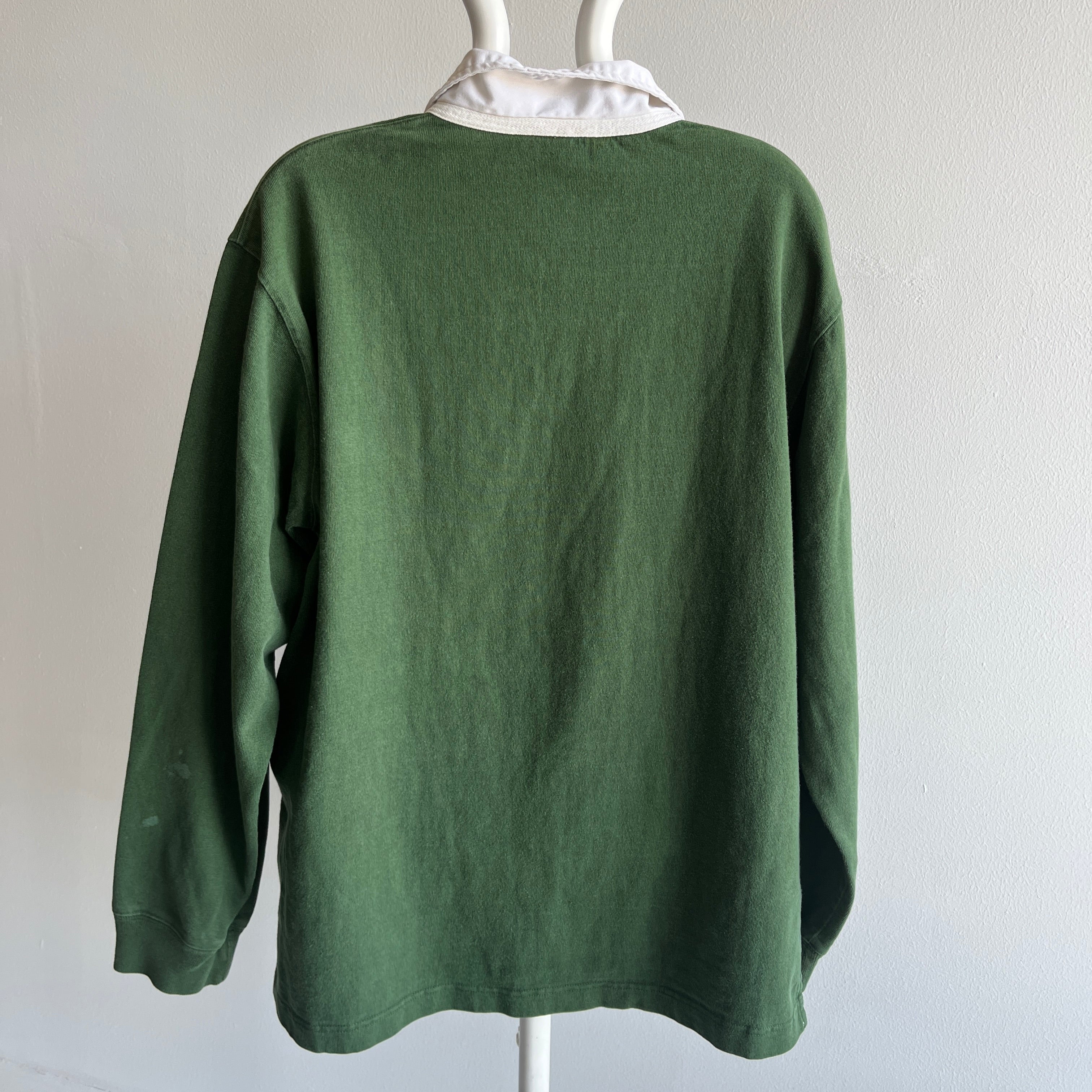 1990/2000s Hunter/Forest/Faded Green Gap Heavyweight Cotton Rugby Shirt