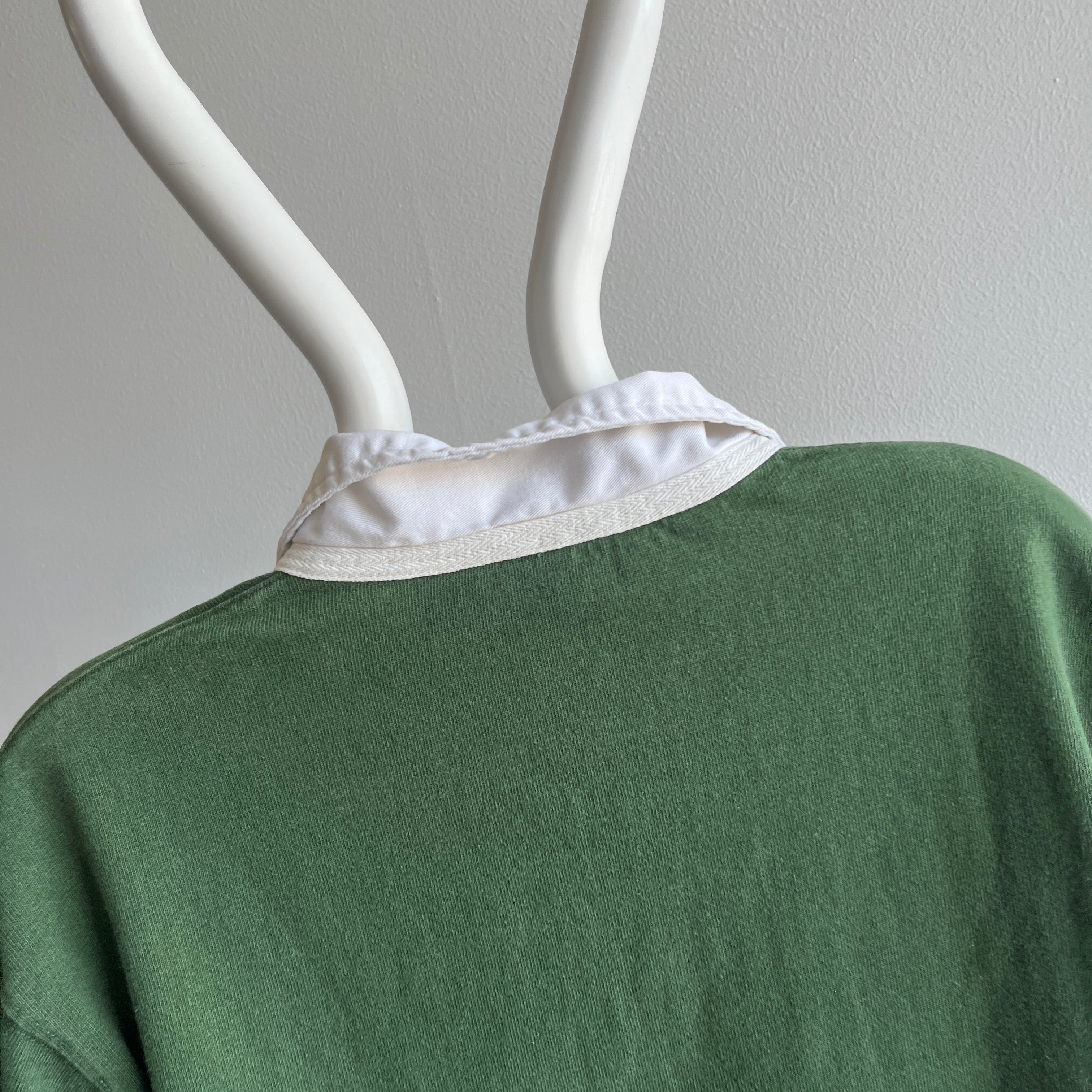 1990/2000s Hunter/Forest/Faded Green Gap Heavyweight Cotton Rugby Shirt