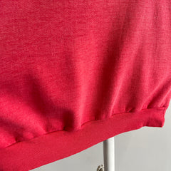 1980s Super Faded Red to Pink Notched Sleeve Warm Up - THIS