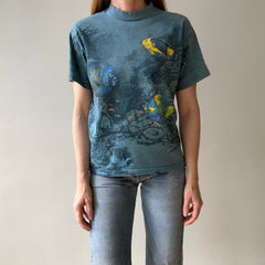 1990s Habitat All Over Print Fish T Shirt - Wrap Around Alert