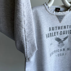 1980s Single V Front and Back Harley Super Tattered Medium Weight Slightly Structured Sweatshirt - OMFG