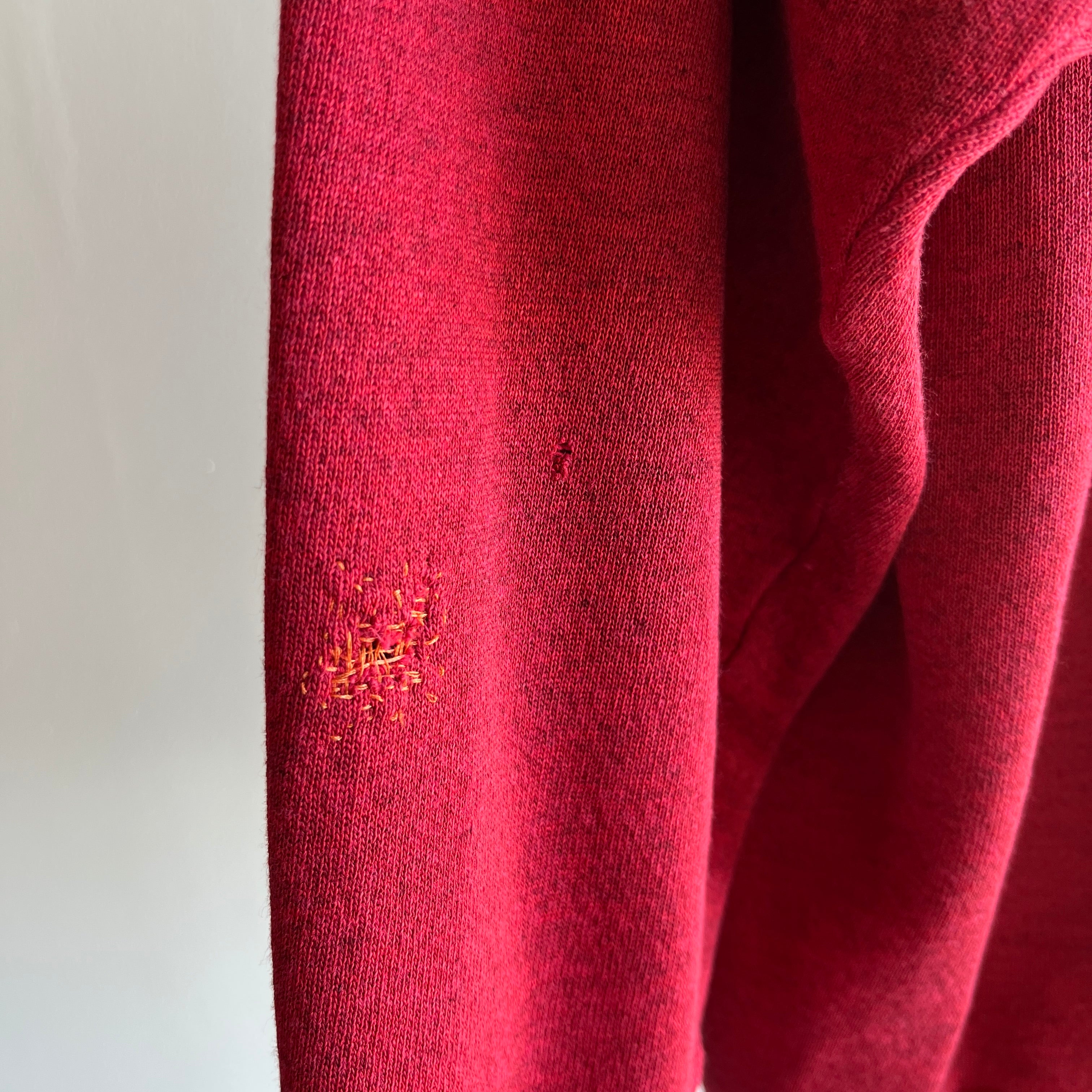 1980s Heather Red Sweatshirt with the Sweetest Mending by HHW