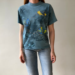 1990s Habitat All Over Print Fish T Shirt - Wrap Around Alert