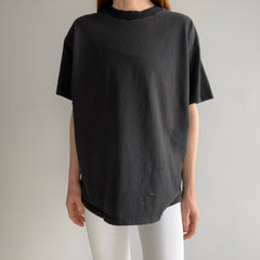 1990s Tattered and Torn Blank Black T-Shirt