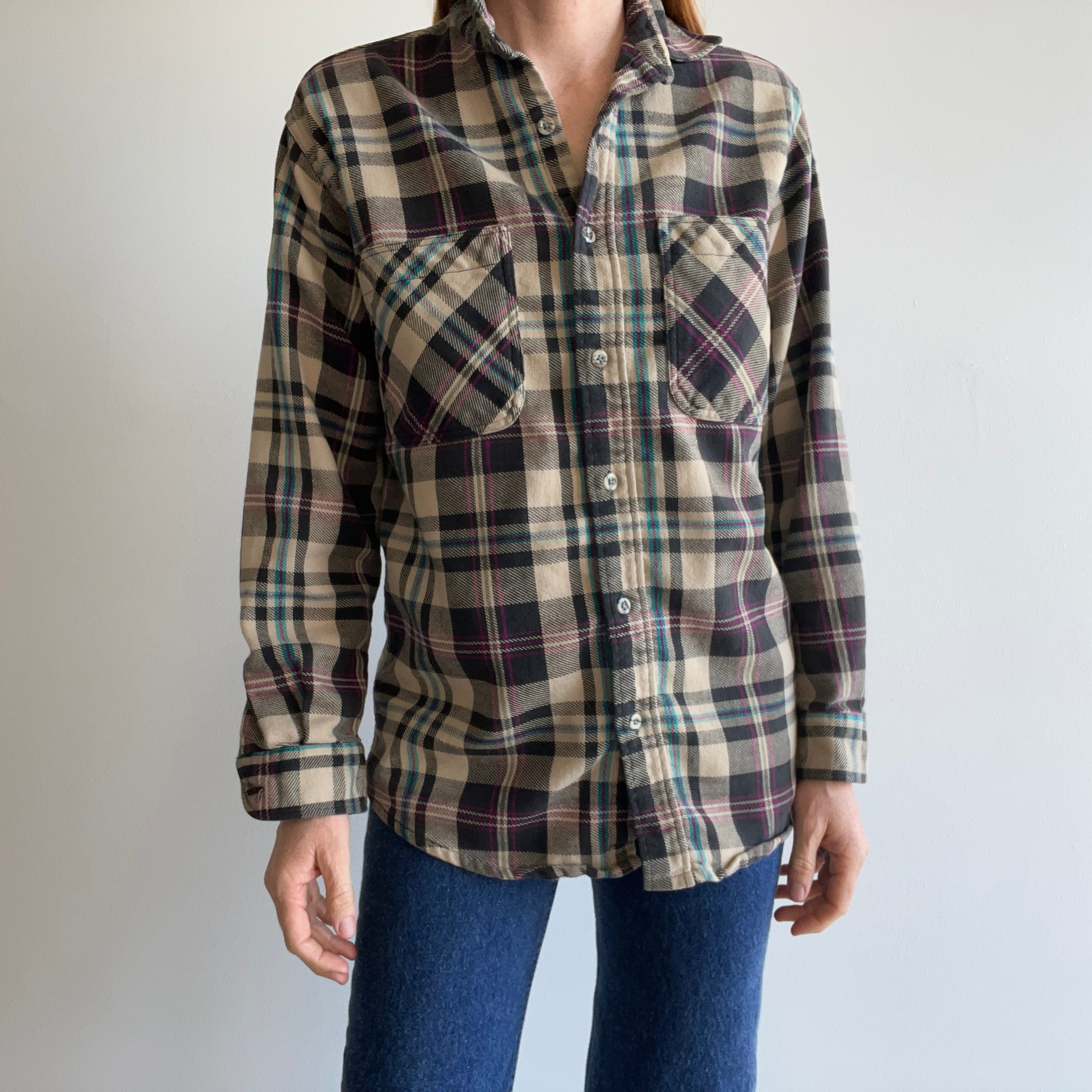 1980/90s Big Mac Worn and Mended Cotton Flannel