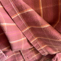 1990/2000s Bleached Out and Re-Dyed Cozy Pink Plaid Cotton Flannel