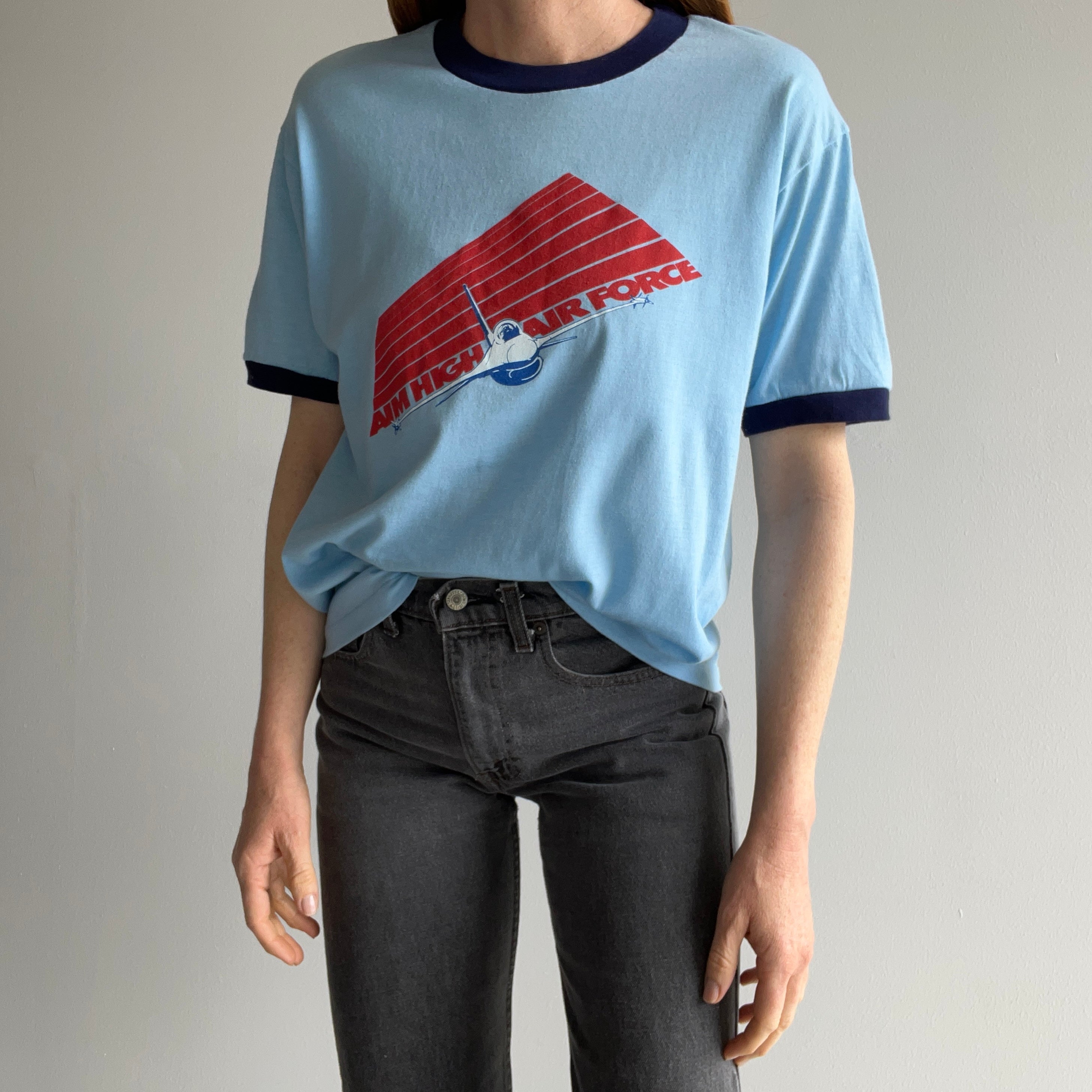 1980s Aim High Air Force Ring T-Shirt