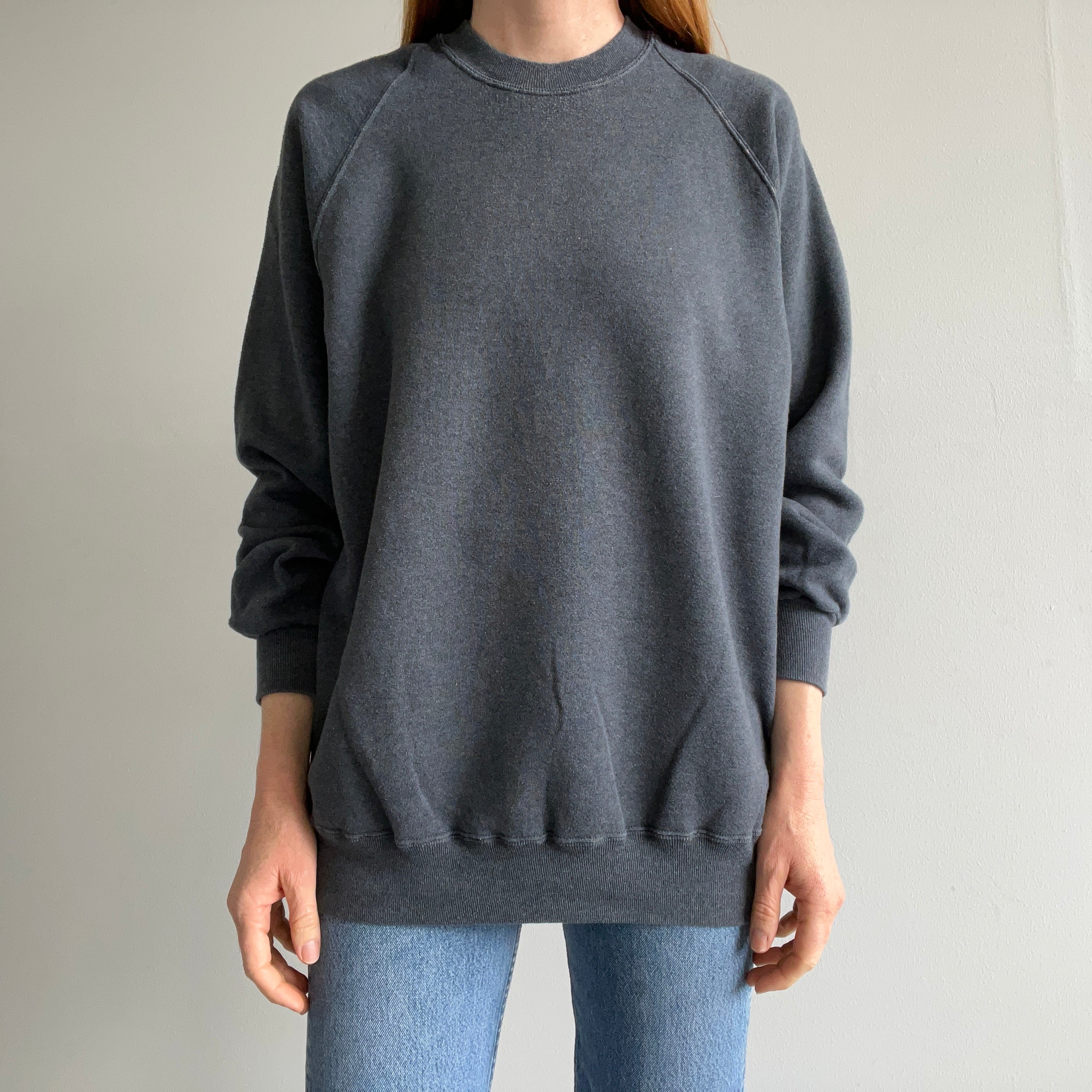 1980s Deep Gray Raglan by Jerzees