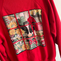 1980s DIY Cow Looking Out The Window Sweatshirt - Oh Me Oh My