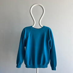 1980s Turquoise Raglan Sweatshirt of the Best Sort