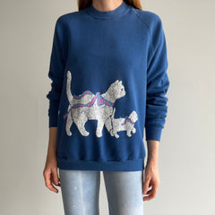 1980s Cats and Ribbons Wrap Around Sweatshirt - OMG