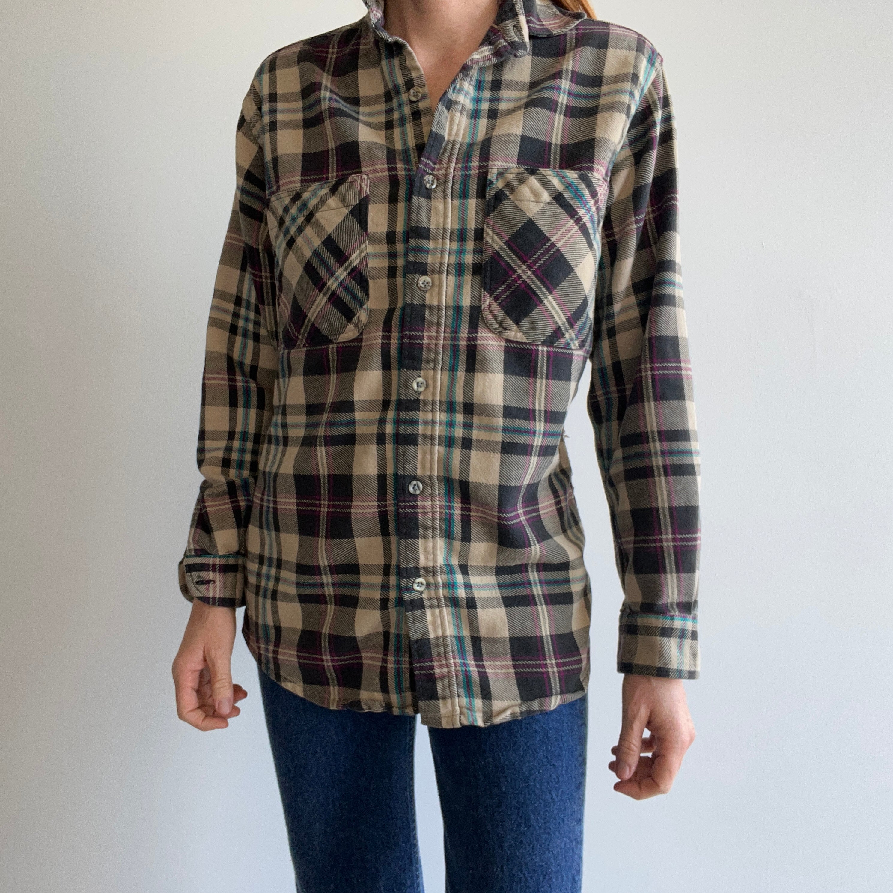 1980/90s Big Mac Worn and Mended Cotton Flannel