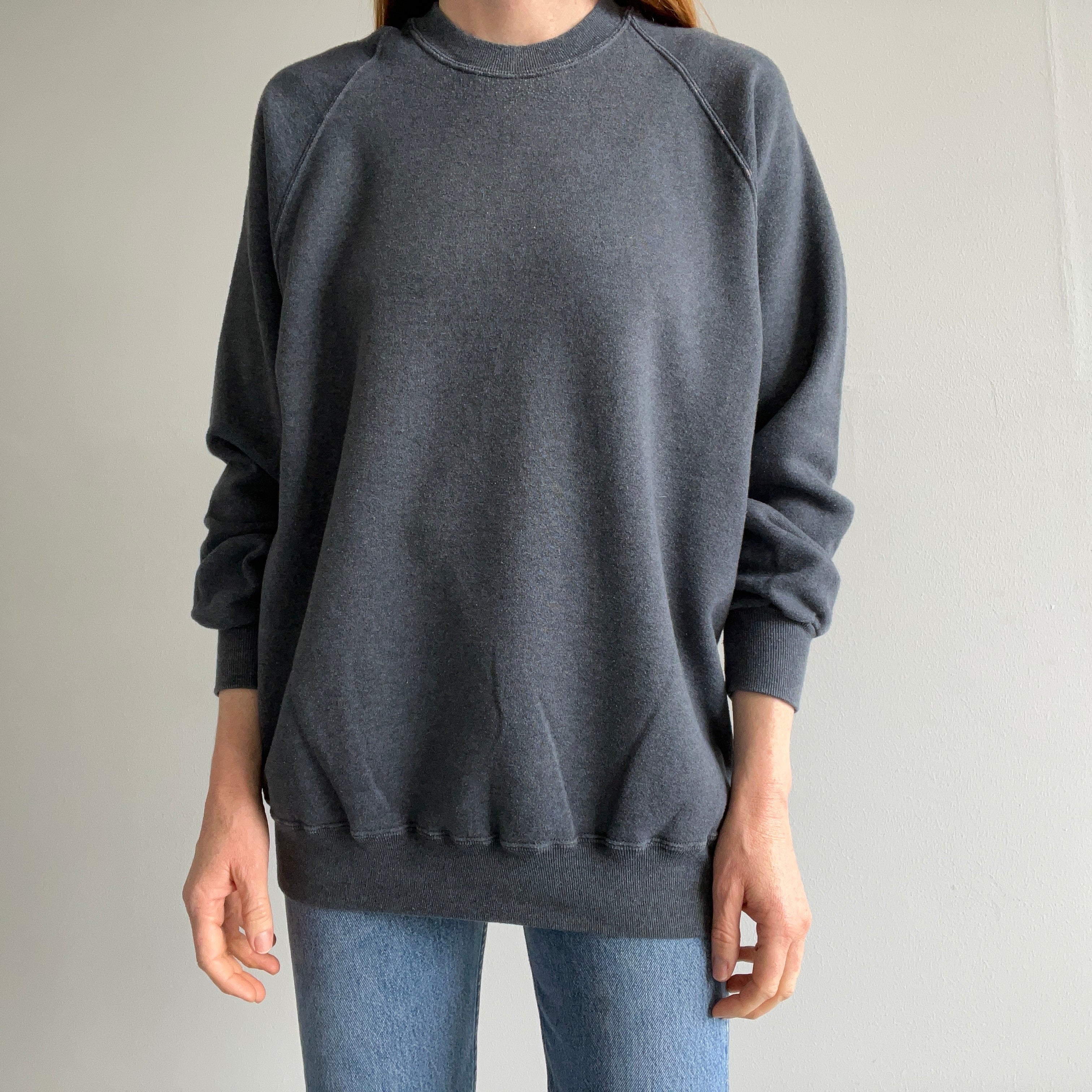 1980s Deep Gray Raglan by Jerzees