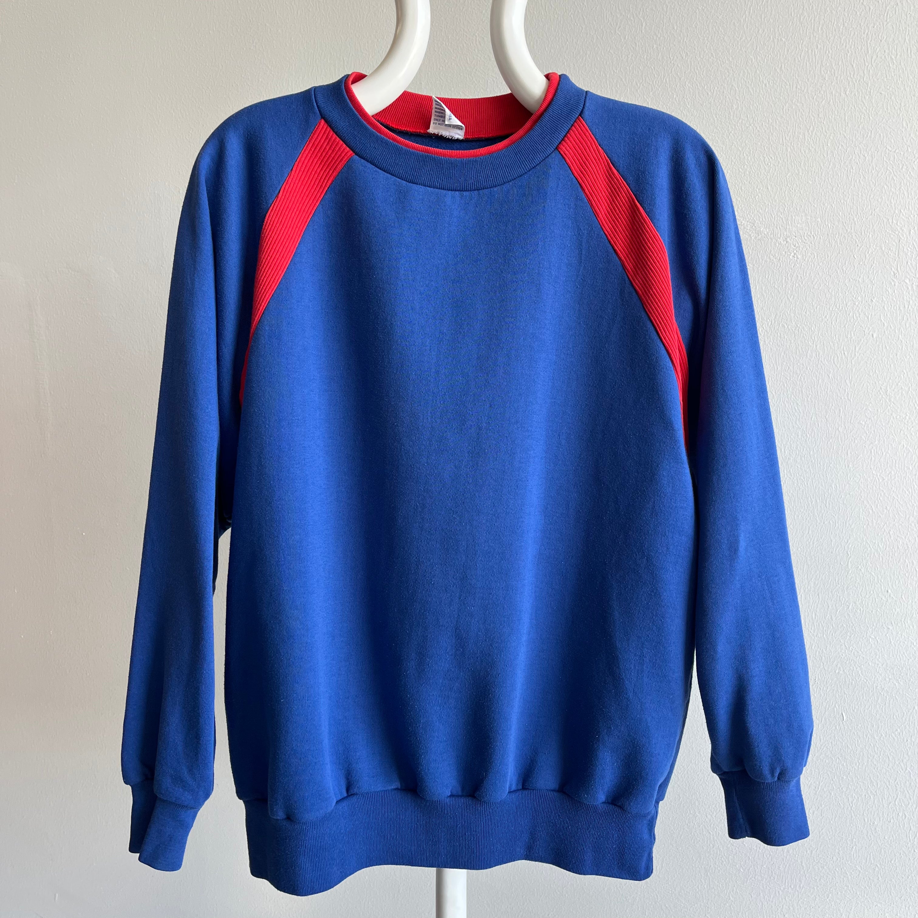 1980s Converse Brand Color Block Sweatshirt Red Vintage Co