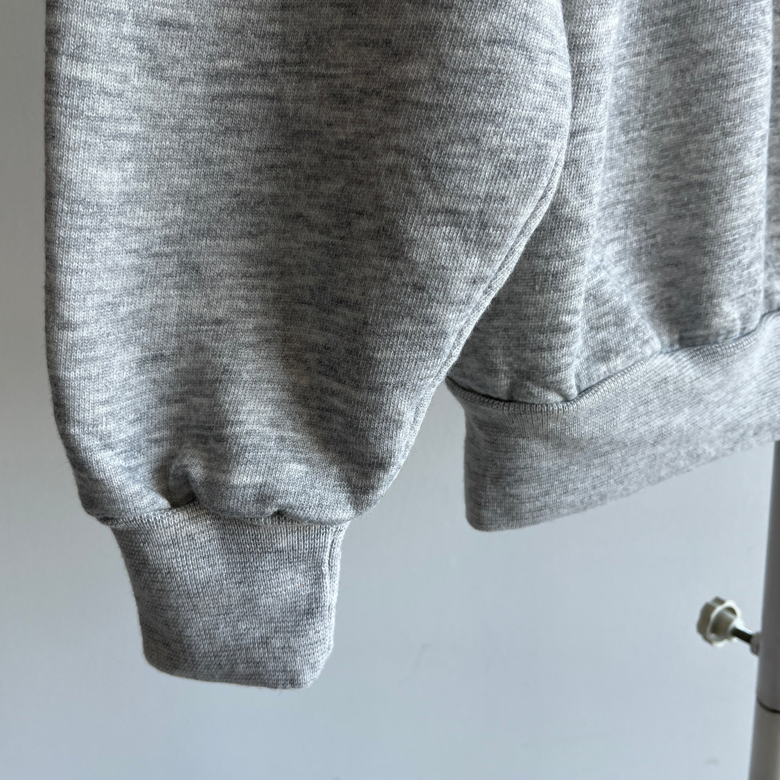 1980s 1/4 Zip Blank Gray Polo Sweatshirt