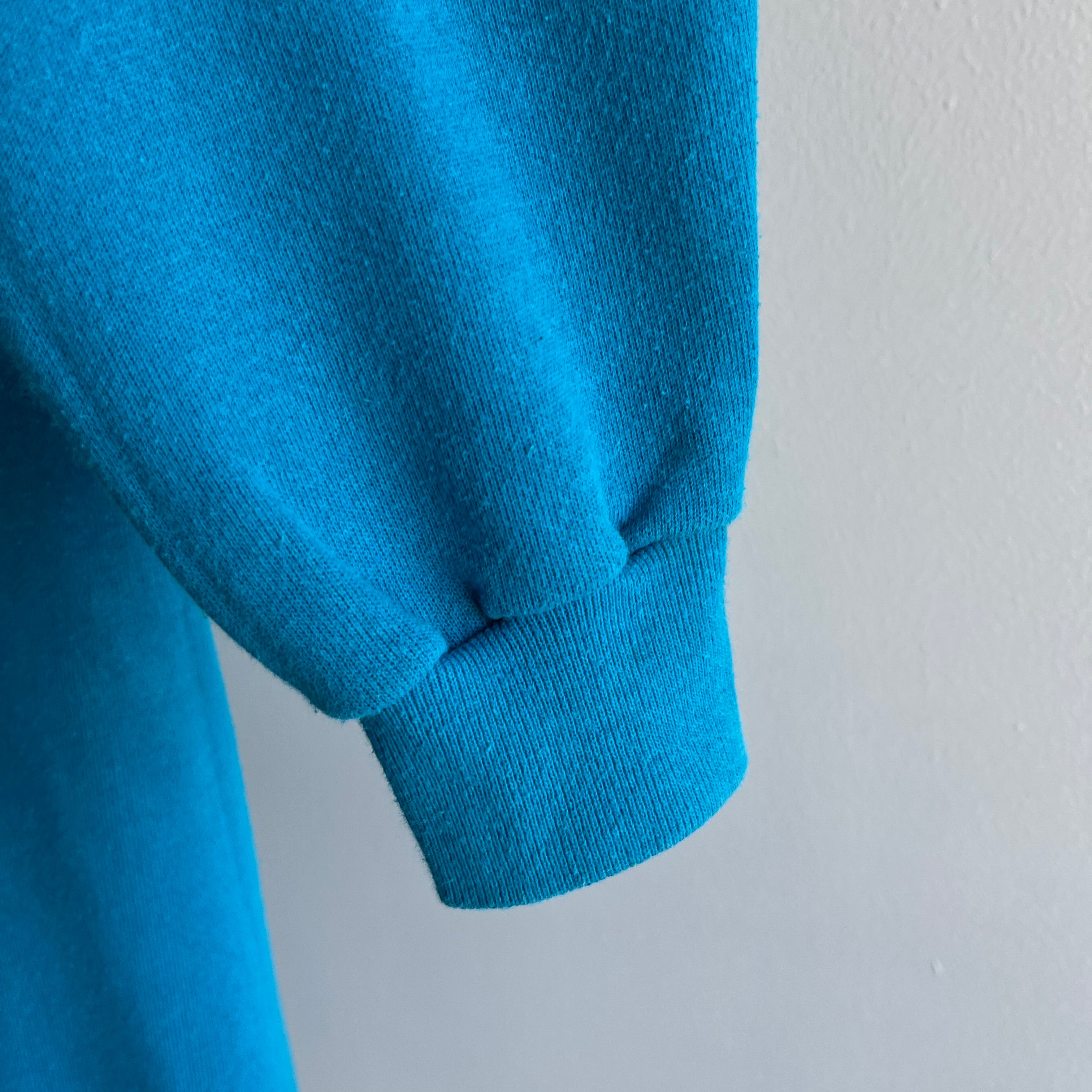 1980s Turquoise Raglan Sweatshirt of the Best Sort