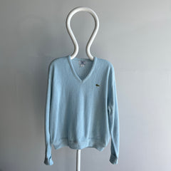 1980s Izod Lacoste Baby Blue V-Neck Sweater