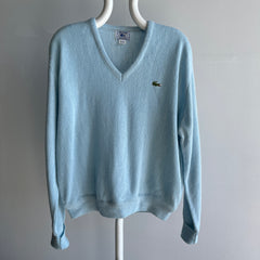 1980s Izod Lacoste Baby Blue V-Neck Sweater