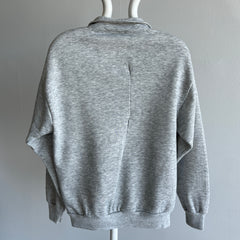 1980s 1/4 Zip Blank Gray Polo Sweatshirt