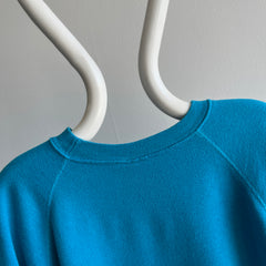 1980s Turquoise Raglan Sweatshirt of the Best Sort