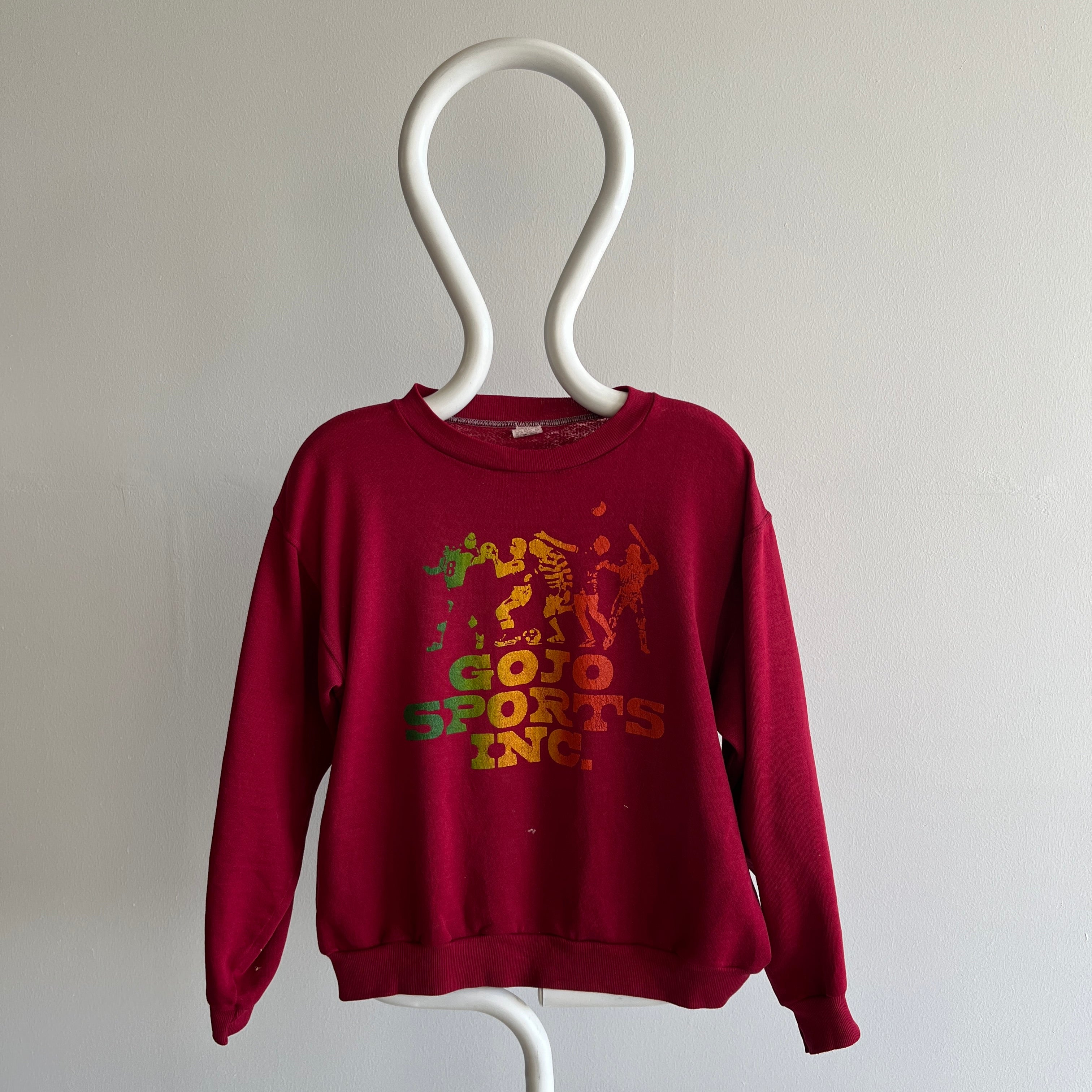 1970s Thinned Out Split Neck Tattered Torn Worn GoJo Sports Inc. Sweatshirt