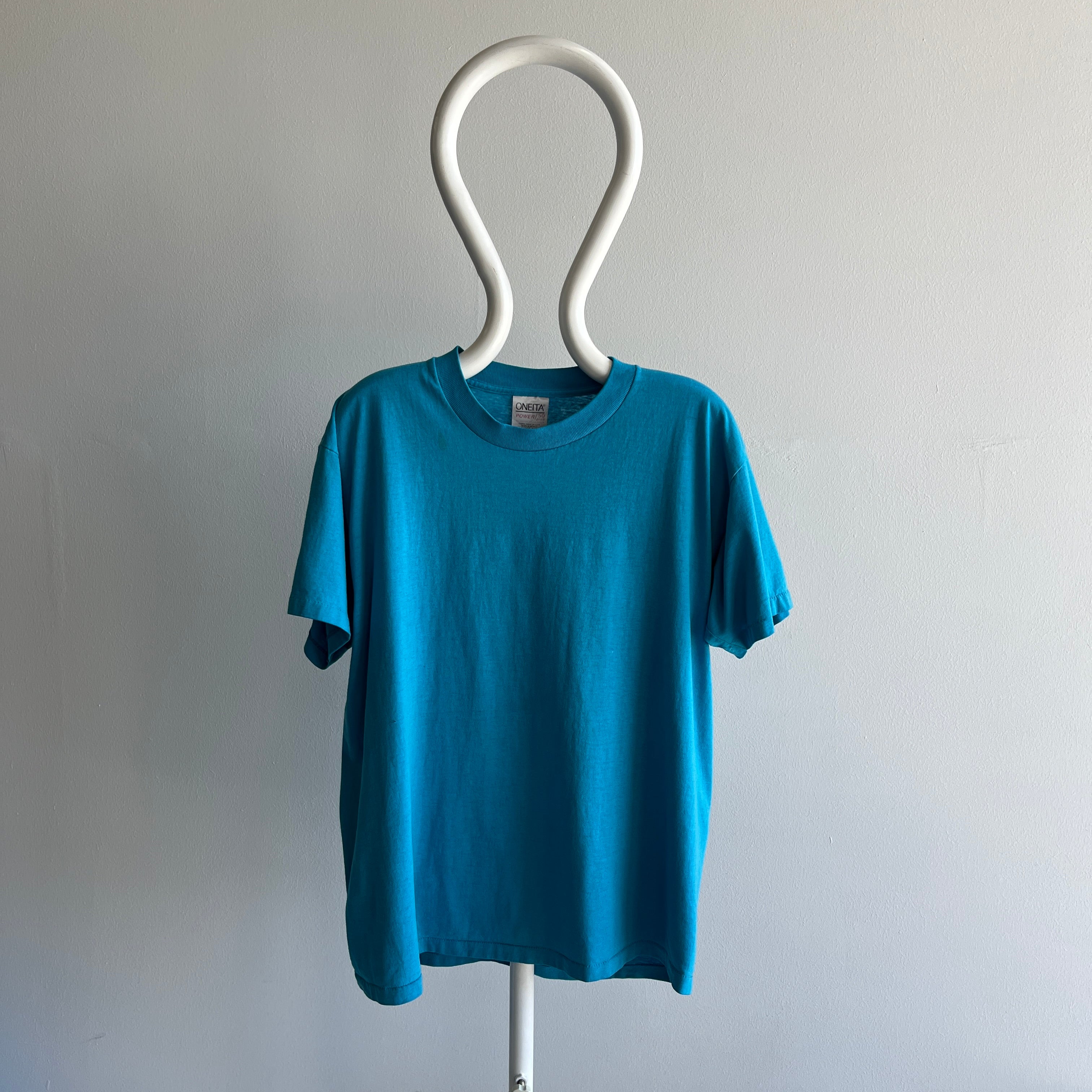 1980s 50/50 Turquoise Single Stitch T-Shirt