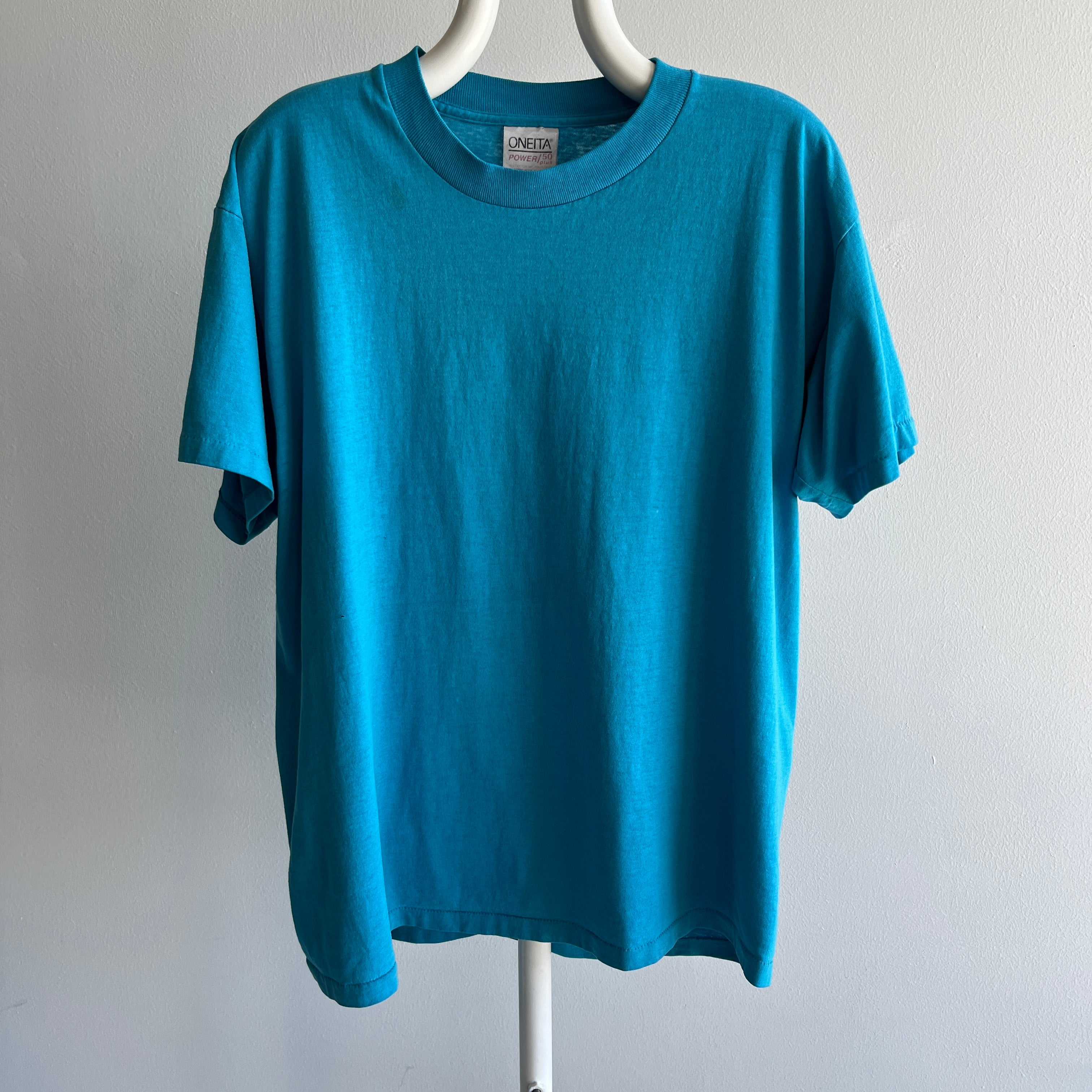 1980s 50/50 Turquoise Single Stitch T-Shirt