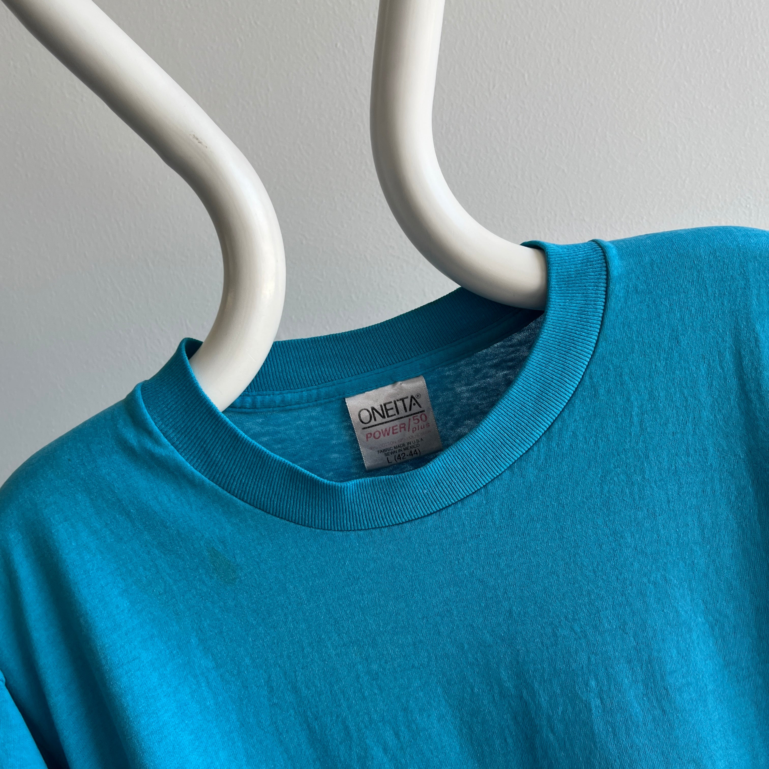 1980s 50/50 Turquoise Single Stitch T-Shirt