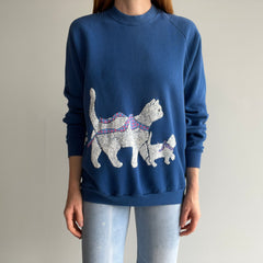 1980s Cats and Ribbons Wrap Around Sweatshirt - OMG