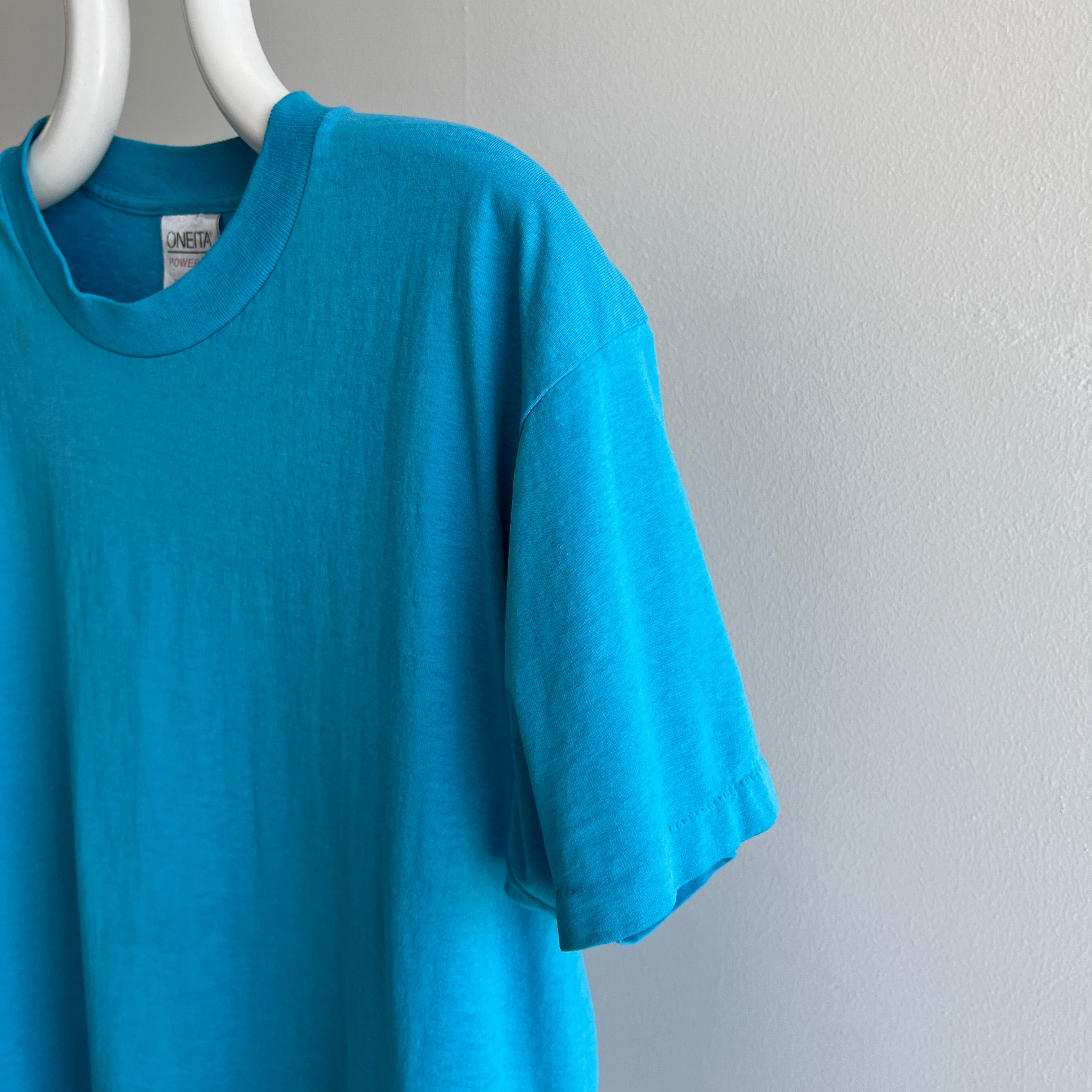 1980s 50/50 Turquoise Single Stitch T-Shirt