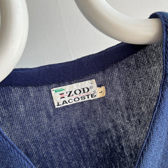 1960s Izod Lacoste Sun Faded Beyond!! Navy Cardigan with Hand Mending