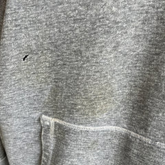 1970s Small Shredded and Stained Blank Gray Hoodie