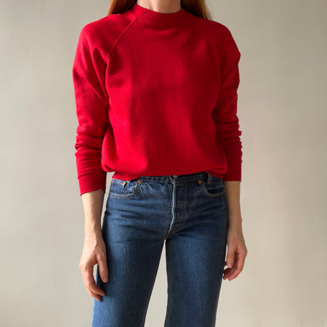 1980s Super Soft Bright Red Raglan Sweatshirt