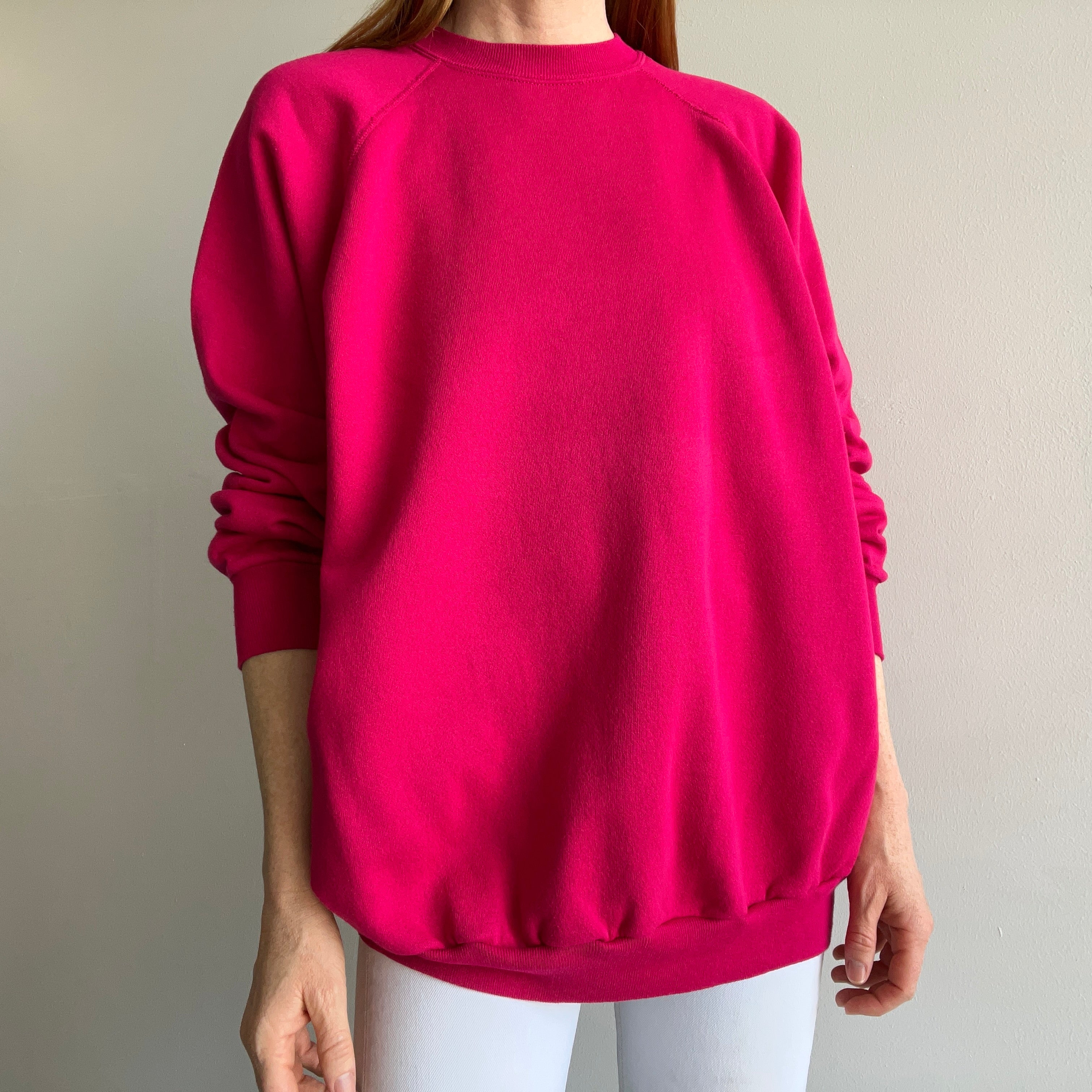 1980s Roomy Relaxed Fit Barbie Pink Sweatshirt