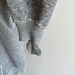 1970s Small Shredded and Stained Blank Gray Hoodie