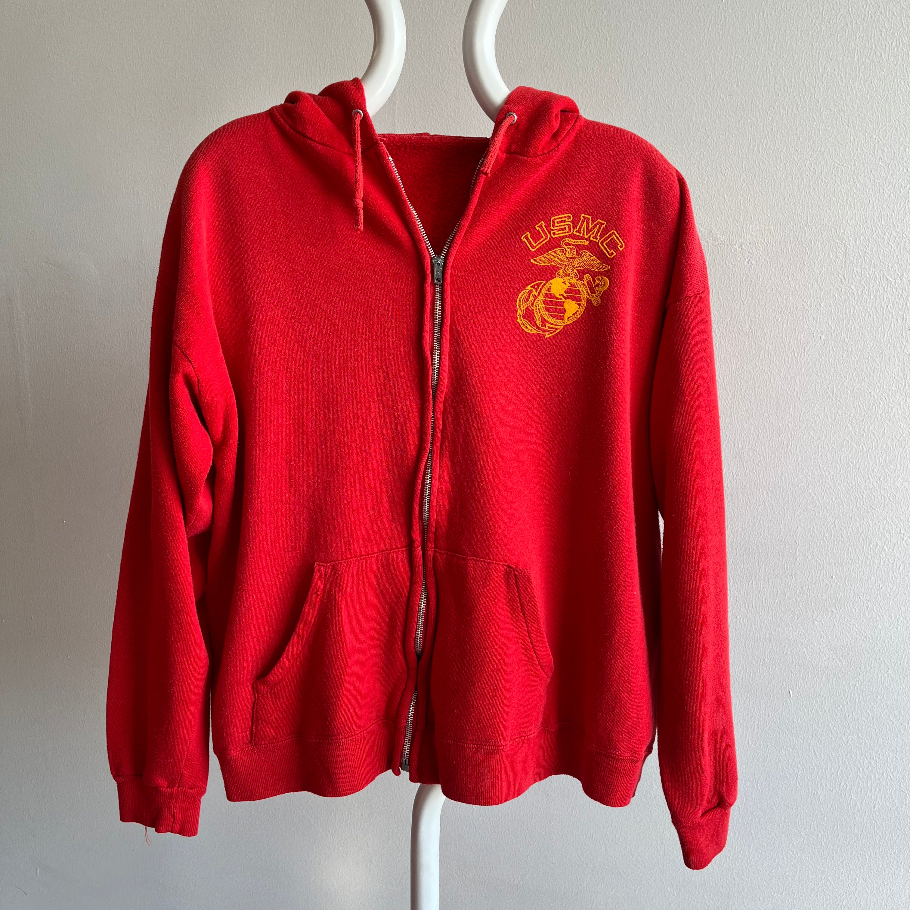 1970s United States Marine Corps USMC Zip Up Hoodie by Artex - THIS