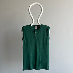 1980s Sleeveless Forest Green Henley Shirt
