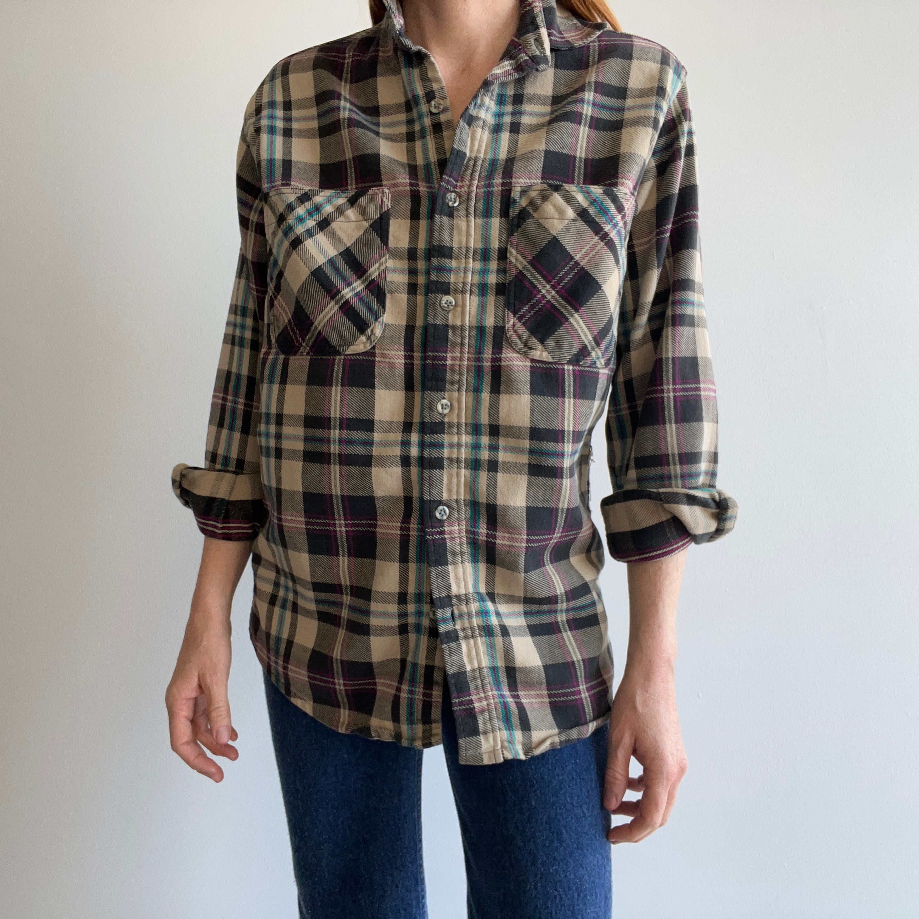 1980/90s Big Mac Worn and Mended Cotton Flannel