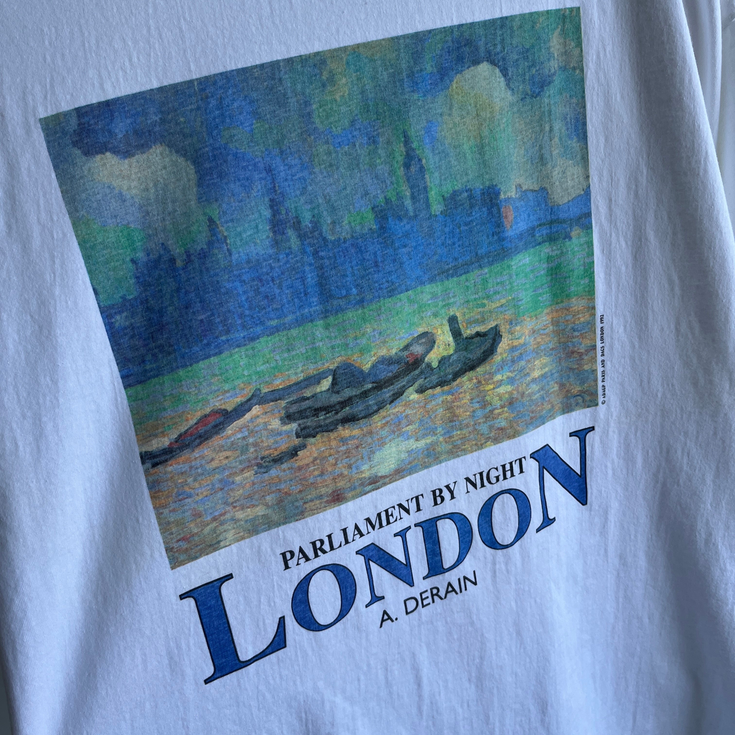 1992 Parliament by Night LONDON - impressionist cotton t-shirt